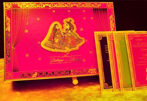 MADHUBANI-PINK Wedding card designer invitation card by VWI New Delhi
