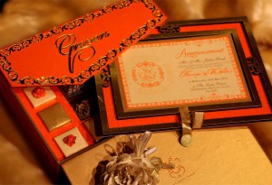 ELEGANT-ORANGE Wedding card designer invitation card by VWI New Delhi