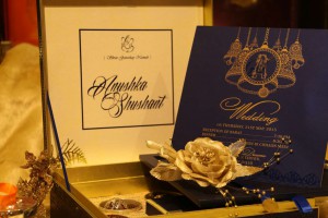 blue golden phera wedding cards boxes