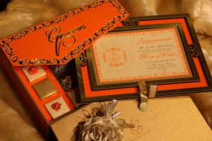 orange flower wedding chocolates boxes