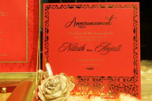 red gold cheap wedding card