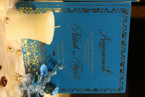turquoise announcement wedding card