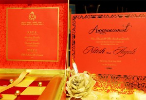 RED-METAL Wedding card designer invitation card by VWI New Delhi