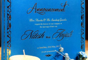 TURQUOISE-METAL Wedding card designer invitation card by VWI New Delhi