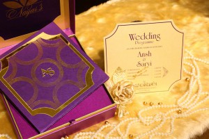 Yellow offwhite purple wedding card