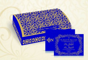 Customized Blue Box with Invite- vwi delhi