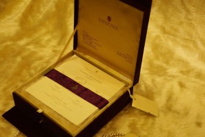 pearl purple carrybag wedding card