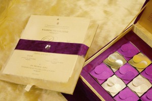 pearl purple color wedding card box design