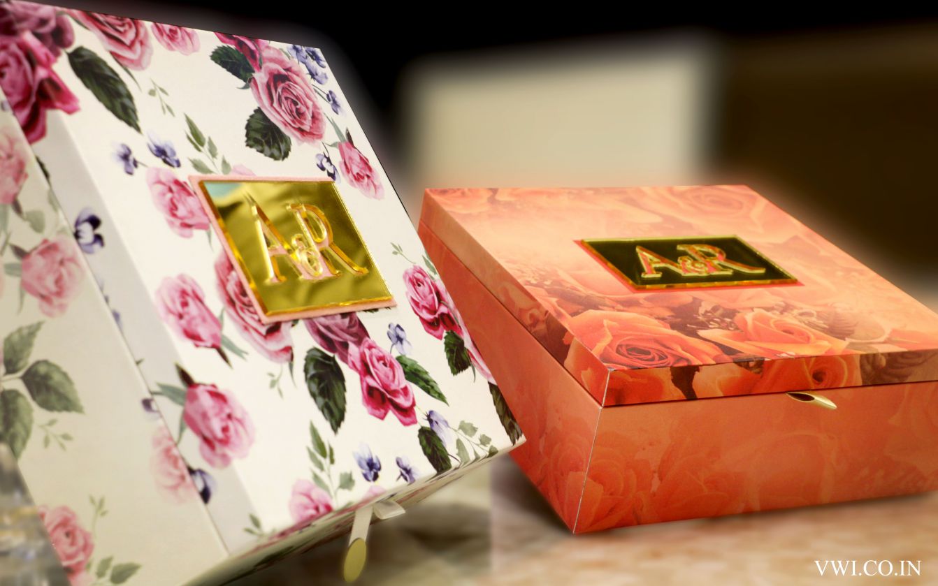 Floral print designer wedding box